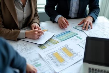 Consultants discussing equipment plans